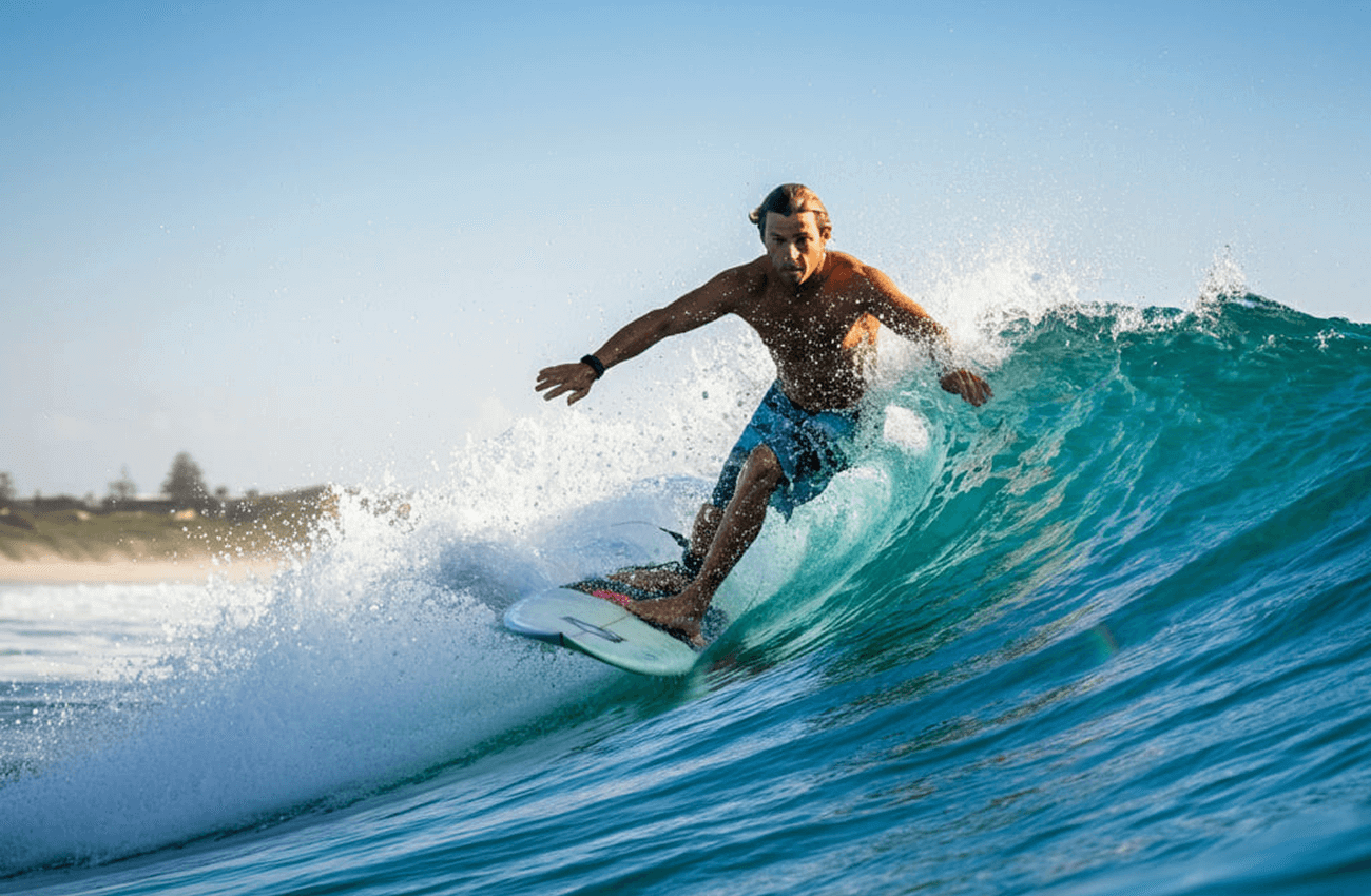 A man enjoying a hydrofoil session in the clear waters of Phuket