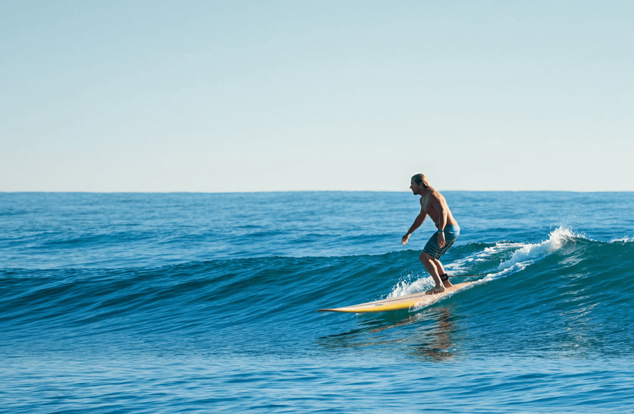 A lone surfer riding a wave during a surf Koh Phangan trip